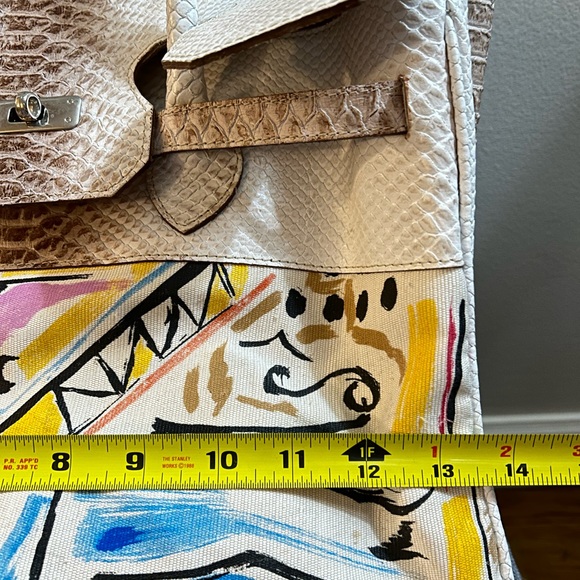 LeSolim vintage snakeskin leather gondolier Venice Italy large tote shoulder bag - Picture 10 of 12